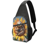 Sloth Sitting on Sunflower Sling Bag Crossbody Bags Chest Bag