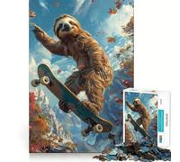 Sloth Skateboarding 1000 Piece Jigsaw Puzzles for Teenagers Smart Game Bonding Time Image Assembly Fine Art Piece 38x26cm
