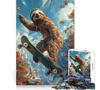 Sloth Skateboarding for Adults 1000 Piece Puzzle Mind Exercise Toy Gentle Leisure Design Assembly Seasonal Gift 38x52cm