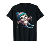 Sloth Ski Skier Winter Sports Fun T-Shirt