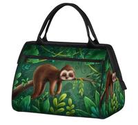 Sloth Sleep Forest Plant Gym Bag for Men Women, Travel Sports Duffel Bags Waterproof Weekend Overnight Bag Lightweight Carry On Luggage Tote