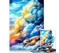 Sloth Sleeping on Clouds 1000 Pieces Jigsaws Adults Puzzles Gifts Brain Workout Toy Relaxed Mind Art Assembly Memorable Gift 38x52cm