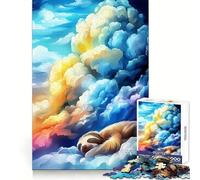 Sloth Sleeping on Clouds Adults Puzzles 1000 Piece Jigsaws Strengthen Memory Quiet Calm Clean Edge Art Collectible 38x26cm