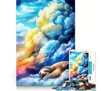 Sloth Sleeping on Clouds Adults Puzzles 1000 Piece Jigsaws Strengthen Memory Quiet Calm Clean Edge Art Collectible 38x26cm