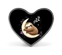 Sloth Sleeping on The Moon Novelty Brooches & Pins Heart Personalised Metal Lapel Badge With Butterfly Clutch Clasp