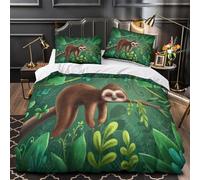 Sloth Sleeping Quilt Cover 3D Print Easy Care 3 Pieces Bed Set Hidden Zipper Jungle Illustration Duvet Cover Extra Soft Hypoallergenic for Adults Kids Teens Women Youth Super king（260x220cm）