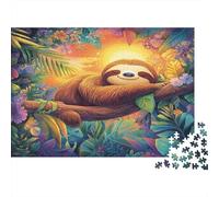 Sloth Sleeping-Tropical Jungle Art Style Puzzles for Adults 1000 Pieces with Anti-glare Surface Jigsaws for Adults for Relaxing Activities for Adults And Mindfulness Activities As Mother‘s Day Gift 7
