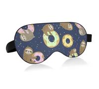 Sloth Smile with Colorful Doughnuts Donuts Polka Dots Dark Blue Adjustable Sleep Mask Lightweight Blindfold with Fashion Patterns Elastic Hidden Strap Relaxing Light Block 9.45 x 3.9 inch