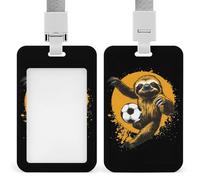 Sloth Soccer Player Funny ID Badge Holder with Lanyard Name Card Holders for Work Nurse Teacher
