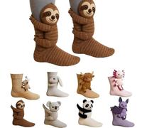 sloth socks 3D Knit Cute Animal Socks Novelty Floor Sock, Christmas Animal Socks Hand Crocheted Winter Warm Multiple Styles Christmas Gifts