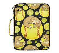 Sloth Softball Cute Funny Expansion File Folder 7 Pockets A4 Letter Size with Zipper Closure for Office Supply Expansion File Folder carpetas de