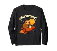 Sloth Space Rocket Graphic Funny Astronaut Animal Apparel Long Sleeve T-Shirt