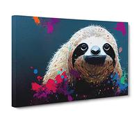 Sloth Splash Vol.1 Canvas Print | Gallery Wrapped 30mm Frame Wall Art | 30x20 inches | Ready to Hang | Abstract Picture | Living Room Bedroom Lounge Office