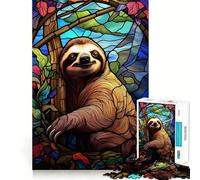 Sloth Stained Glass WIndow 1000 Piece Jigsaw Puzzles for Teenagers Jigsaw Mental Logic Toy Leisure Time Fine Edge 38x52cm