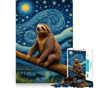 Sloth Starry Night 1000 Piece Jigsaw Puzzles for Adults Teenagers Memory Upgrade Light Relax Sharp Cut Lovely Gift 38x26cm
