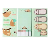 Sloth Sticky Notes Set, 550 Sheets,Cute Cartoon Dog Post It Notes with 3 Point Pens, Self-Adhesive Writing Memo Pages Back to School Office Supplies