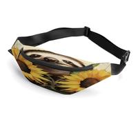 Sloth Sunflower Belt Bag for Men & Women, Fanny Pack Everywhere with Adjustable Strap, Small Waist Pack for Travel Walking Running Hiking Cycling
