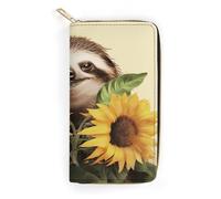 Sloth Sunflower Leather Wallet, Bifold Stylish Wallets, Credit Card Holder for Passport Covers, Purse Passport Bag for Men Women