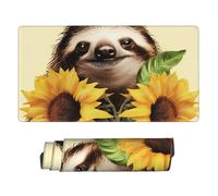 Sloth Sunflower Mouse Pad Large Desk Mat XL PU Leather Desk Pad Waterproof Gaming Mousepad Easy Clean Desk Protector Mat Keyboard Mats, Writing Pad for Office Home 29.5 x 16 in