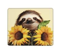 Sloth Sunflower Mouse Pad Waterproof Gaming Mousepad for Office Computer Mousepads for Desk Pad with Non-Slip Rubber Base Washable Cloth Mouse Mat 10 x 12 inch