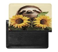Sloth Sunflower Passport Holder Cover Passport Cover Protector Essentials with Credit Card Slots Slim Travel Wallet Covers Documents Organizer Protector for Man&Women