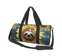 Sloth Sunflower Travel Duffel Bag Sports Gym Bag, Lightweight Overnight Weekender Bag With Shoes Compartment Yoga Gym Sports Bag For Men Women