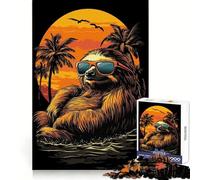 Sloth Sunset Chill 1000 Piece Jigsaw Puzzles for Adults Jigsaw Think Toy Calm Relax Clean Cut Wall Art Decor 50x75cm