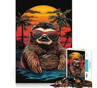 Sloth Sunset Chill 1000 Piece Jigsaw Puzzles for Adults Teenagers Memory Upgrade Light Relax Sharp Cut Lovely Gift 50x75cm