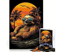 Sloth Sunset Chill 1000 Piece Jigsaws for Teenagers Mind Exercise Toy Mental Relax Design Assembly Santa Wish List 38x52cm
