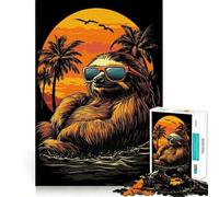 Sloth Sunset Chill 1000 Pieces Jigsaws Adults Puzzles Gifts Mind Skill Toy Quiet Fun Design Assembly 38x26cm
