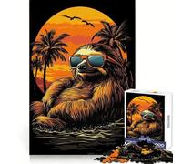 Sloth Sunset Chill 1000 Pieces Jigsaws Adults Puzzles Gifts Mind Skill Toy Quiet Fun Design Assembly 38x26cm