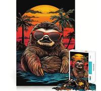 Sloth Sunset Chill 1000 Pieces Jigsaws Adults Puzzles Mind Exercise Toy Shared Fun Precision Cut Art Display 38x26cm