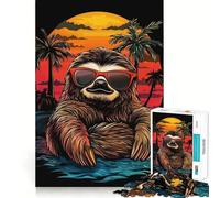 Sloth Sunset Chill Puzzles for Adults 1000 Pieces Strengthen Memory Stress Relief Smooth Edge Heartfelt Gift 38x52cm