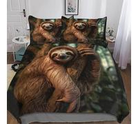 Sloth Super King Size Duvet Cover Set Forests Animals Bedding 260x220 3D Soft Comfort Microfiber Quilt Cover with Zipper Closure and 2 Pillowcases for Teens and Adults P.271