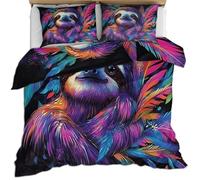 Sloth Super King Size Girl Bedding Set Dark Mens Bed Set Abstract Art Duvet Cover Fun Animal Comforter Covers Butterfly Quilt Cover & Pillowcase Soft Microfiber
