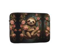Sloth Surrounded by Roses Printed Laptop Cover Portable Protective Case Suitable for Business Trips and Documents 12 inch
