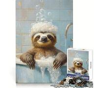 Sloth Taking A Bath 1000 Pieces Jigsaws Adults Puzzles Gifts Brain Workout Toy Relaxed Mind Art Assembly Memorable Gift 38x26cm