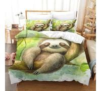 Sloth Three-dimensional Printing Bedding Bedding Ensemble Sloth Quilt Cover Superior Microfiber Pillow Slip Included Soft And Easy to Maintain Double(200x200cm)