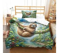 Sloth Three-dimensional Printing Bedding Comforter Set Sloth Bed Cover High-thread-count Fabric Encased with Zipper Gentle And Washable Single(135x200cm)