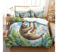 Sloth Three-dimensional Printing Bedding Comforter Set Sloth Bed Cover High-thread-count Fabric Encased with Zipper Soft And Easy to Maintain Super King(260x220cm)