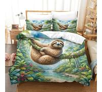 Sloth Three-dimensional Printing Bedding Comforter Set Sloth Bed Cover High-thread-count Fabric Pillow Slip Included Soft And Easy to Maintain Single(140x200cm)