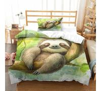 Sloth Three-dimensional Printing Bedding Comforter Set Sloth Bed Cover High-thread-count Fabric Pillow Slip Included Soft And Easy to Maintain Single(135x200cm)