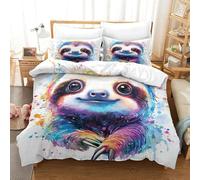 Sloth Three-dimensional Printing Bedding Comforter Set Sloth Bed Cover Ultra-fine Fiber Encased with Zipper Soft And Easy to Maintain Super King(260x220cm)