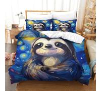 Sloth Three-dimensional Printing Bedding Comforter Set Sloth Bed Cover Ultra-fine Fiber Encased with Zipper Soft And Easy to Maintain Single(140x200cm)