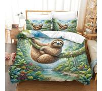 Sloth Three-dimensional Printing Bedding Comforter Set Sloth Bed Cover Ultra-fine Fiber Zipper Closure with Pillowcases Gentle And Washable King(220x240cm)