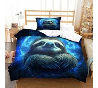Sloth Three-dimensional Printing Bedding Comforter Set Sloth Bed Cover Ultra-fine Fiber Zipper Closure with Pillowcases Plush And Low-maintenance Single(135x200cm)