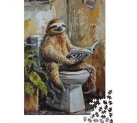 Sloth Toilet Magazine 1000pcs Mini Puzzle For Family Birthday Gift | 52x38cm Cardboard Living Room Decor Durable Structure Birthday Gift Stress Relief