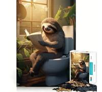 Sloth Toilet Newspaper 1000 Piece Jigsaw Puzzles for Adults Memory Boost Family Joy Pattern Assembly Santa Wish Pick 50x75cm