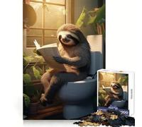 Sloth Toilet Newspaper Adults Puzzles 1000 Piece Jigsaws Strengthen Memory Quiet Calm Clean Edge Art Collectible 38x26cm