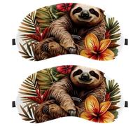 Sloth Tropical Flower (3) Ultra-Soft Sleep Eye Mask, 3D Contoured Light Blocking Mask for Travel Home Office, Comfortable Blindfold for Men Women